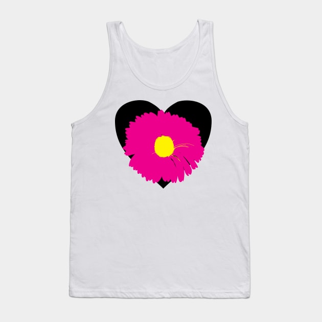 Black Heart Pink Flower T-Shirt/Tees Tank Top by EllenDaisyShop